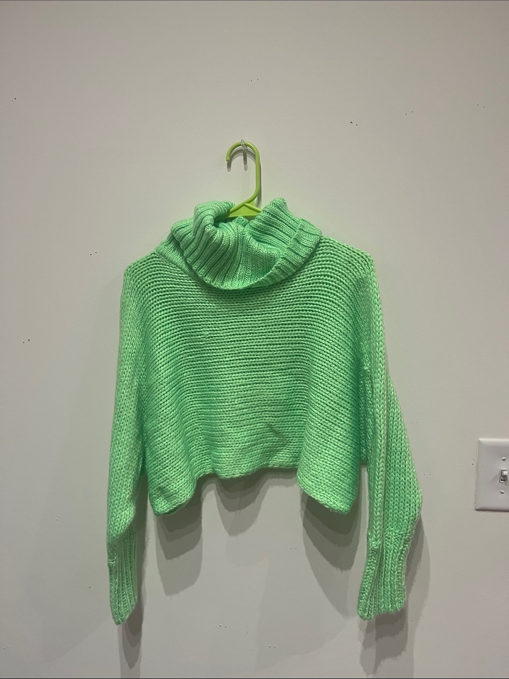Cropped FASHION NOVA Turtleneck Sweater in Mint Green
